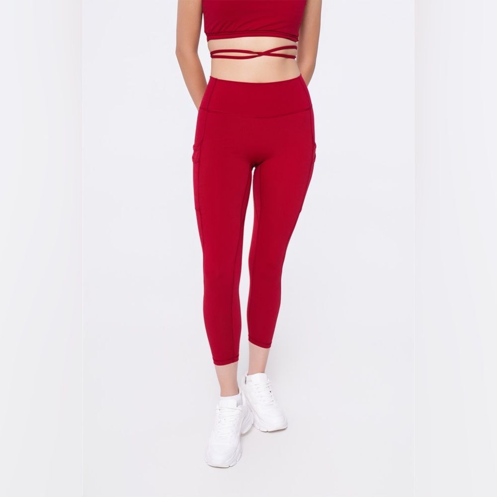 Werk XSA Scarlet Red High-Waisted Pocket Leggings Athletic Yoga Pants
